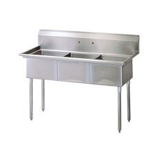 18″ x 21″ x 14″ Center Drain Triple Compartment Sink With No Drain Board SI821-3NC-V