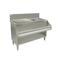 36″ Cocktail Mix Unit with 7″ Back Splash, 20″ x 12″ x 10″ Ice Bin with Sliding Cover, and 10″ x 12″ x 10″ Sinks 48618