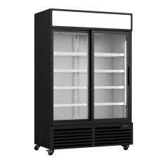 New Clearance 54" Two Door, Sliding Glass Reach In Cooler Refrigerator - Black WR44S-CL
