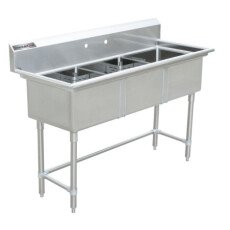 18" Corner Drain Three Compartment Sink With No Drainboards TS1818-0