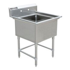 18" x 21" Corner Drain One Compartment Sink With No Drainboards SS1821-0