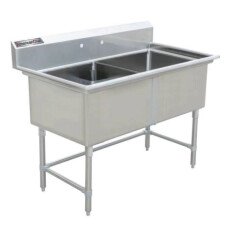 18" x 21" Corner Drain Two Compartment Sink With No Drainboards DS1821-0