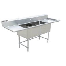 18" x 21" Corner Drain Two Compartment Sink With Both Drainboards DS1821-RL