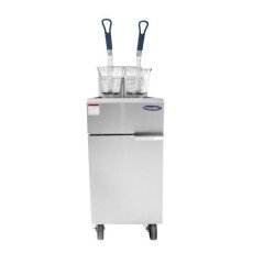 40 LB Capacity Tube Fired Floor Standing Commercial Deep Fryer Liquid Propane or Natural Gas Atosa ATFS-40
