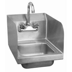 12" x 16" x 13" Space Saver Hand Sink Stainless Steel Wall Mount Includes faucet, side splashes & drain basket American Chef SHS-17F