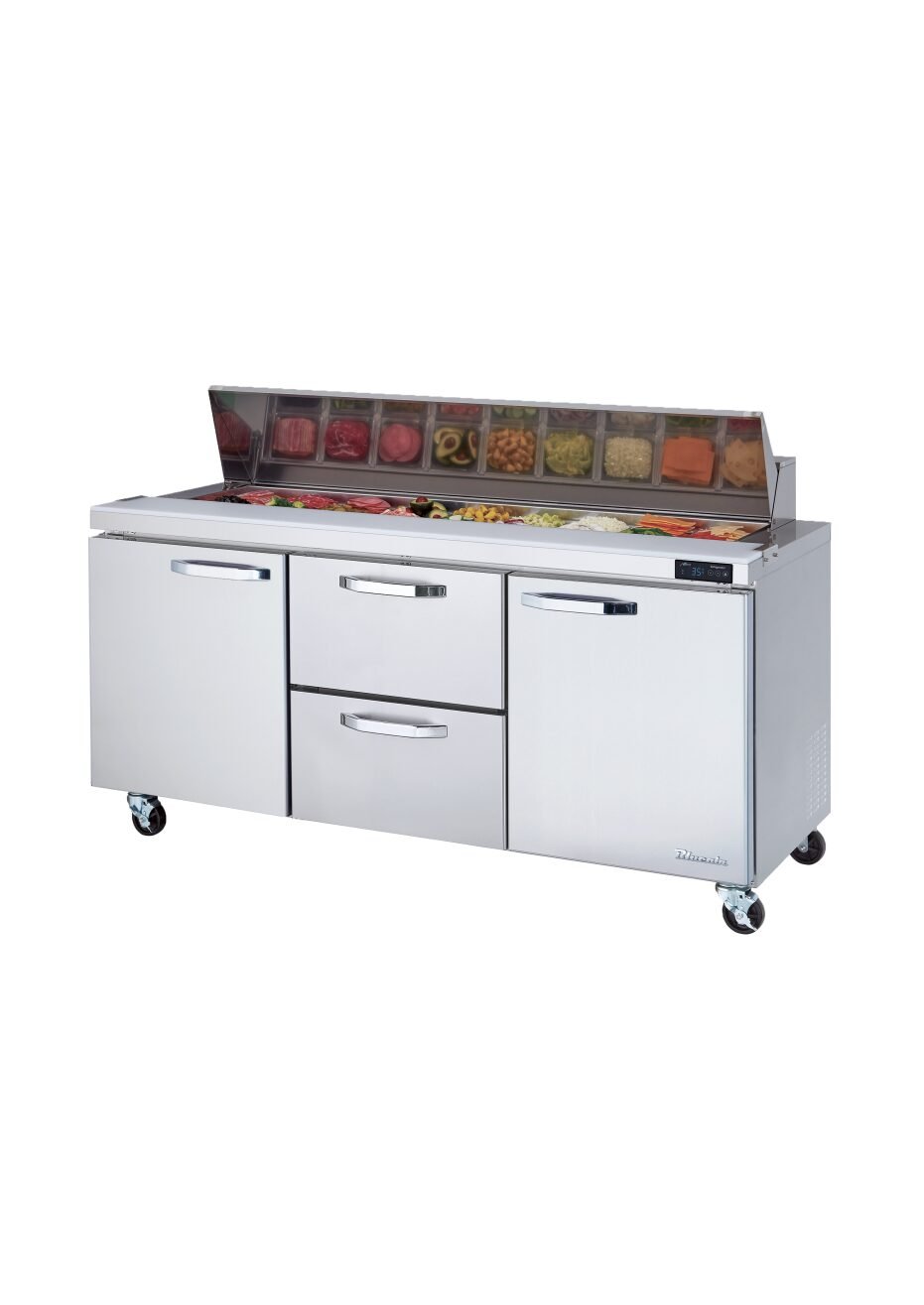 72″ Blue Air Sandwich Prep Table 4 Drawer Left Door BLPT72-D4RM-HC